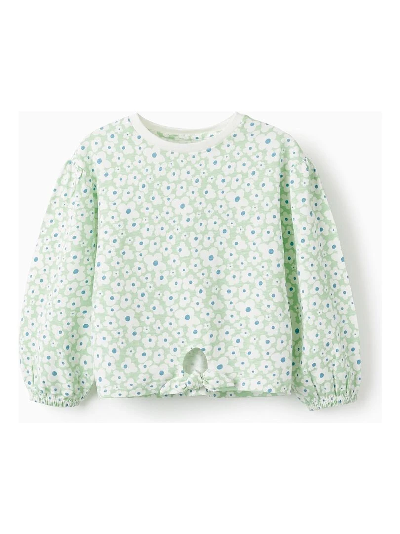 T shirt à manches longues avec nœud pour fille 'Floral' manches longues THE WAVE TRIBE Vert clair