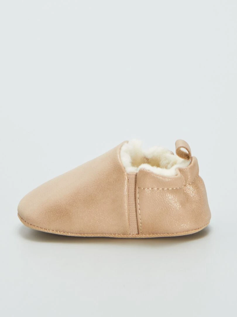 Chaussons en suédine fourrés   Beige