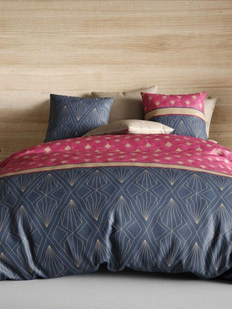 Housse de couette 140x200 Lily + 1 taie 100% coton 57 fils   Bleu
