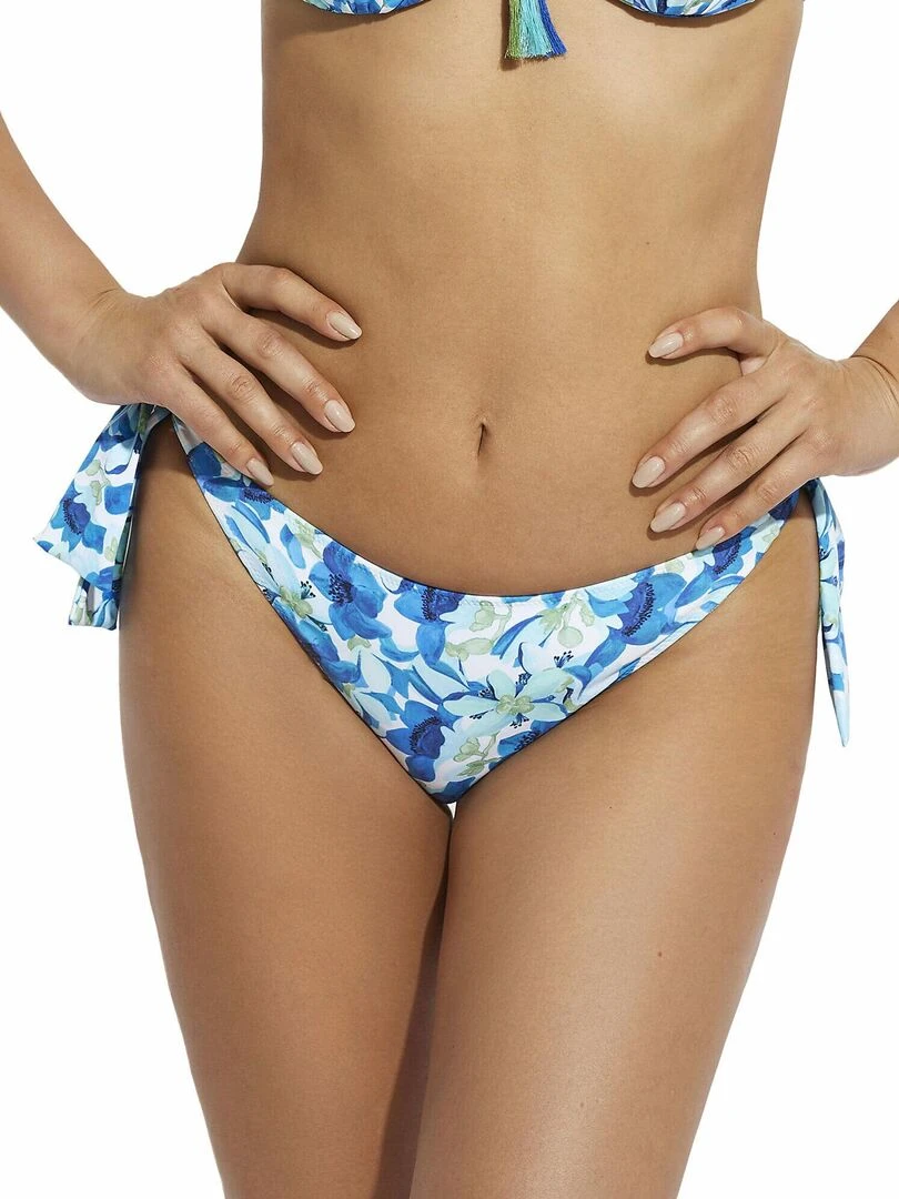 Bas maillot slip de bain à nouettes taille basse Rosé Bleu