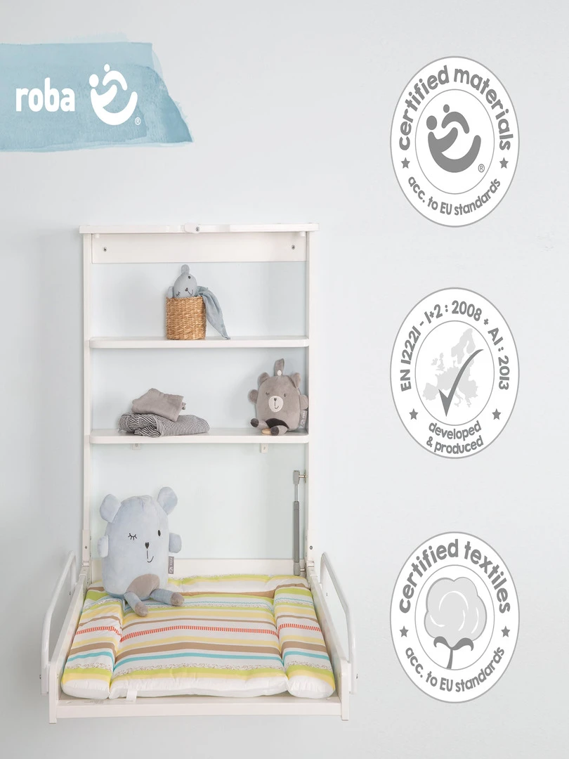 ROBA Table À Langer Murale + Matelas À Langer "Dschungelbaby"   Blanc   Blanc