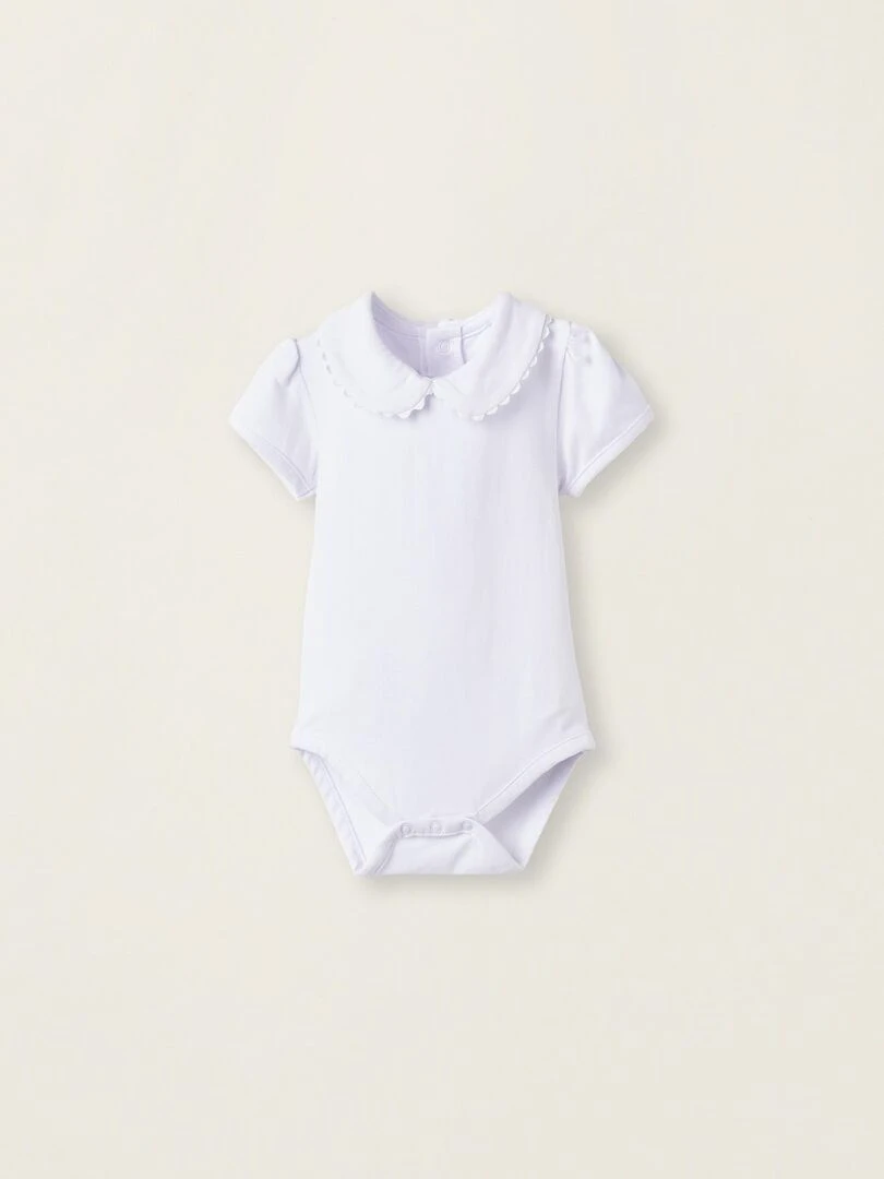 Body à manches courtes en coton pour nouveau né manches courtes ATLANTIC COMPANY Blanc