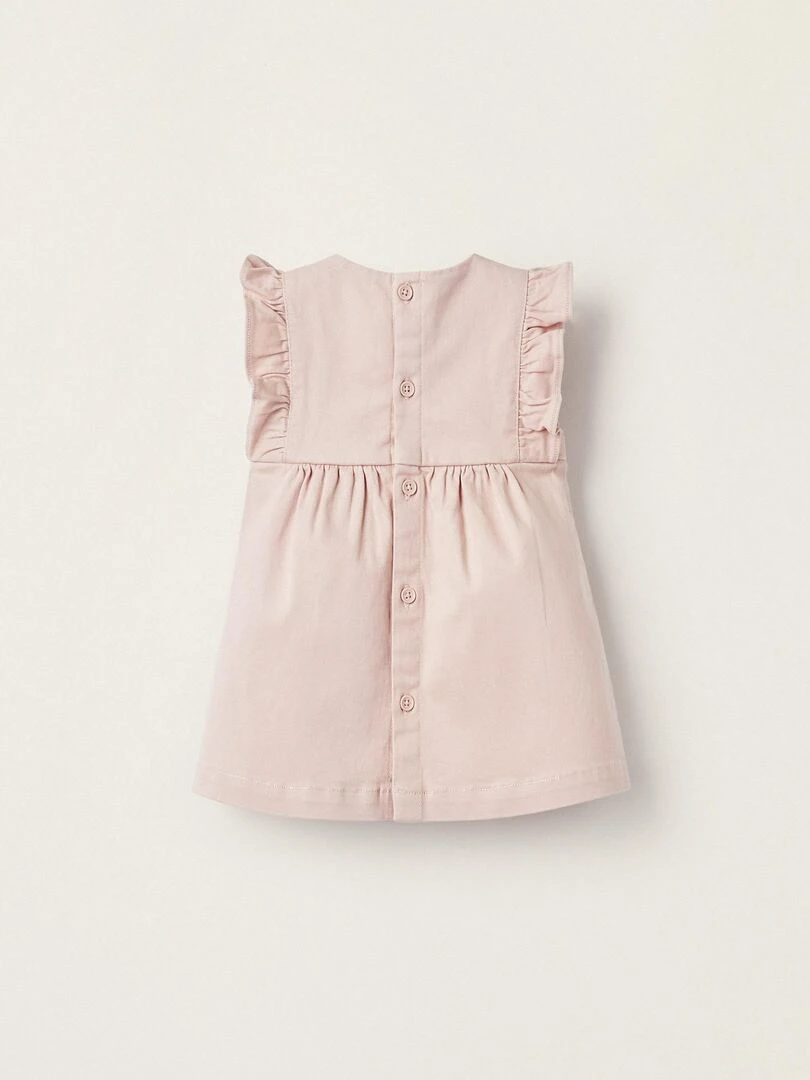 Robe en sergé avec volants pour nouveau né manches courtes ATLANTIC COMPANY Rose clair