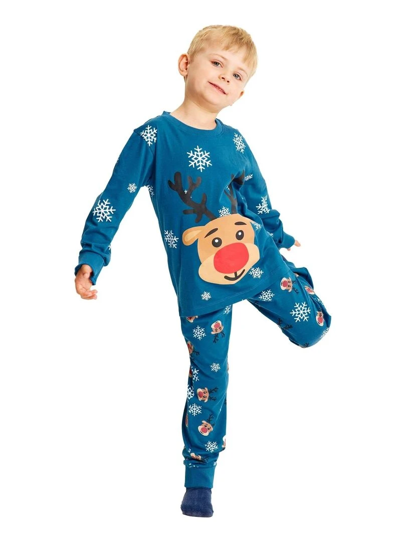 Pyjama de Noël "Tête de Rudolph" junior 100% coton BIO Vert