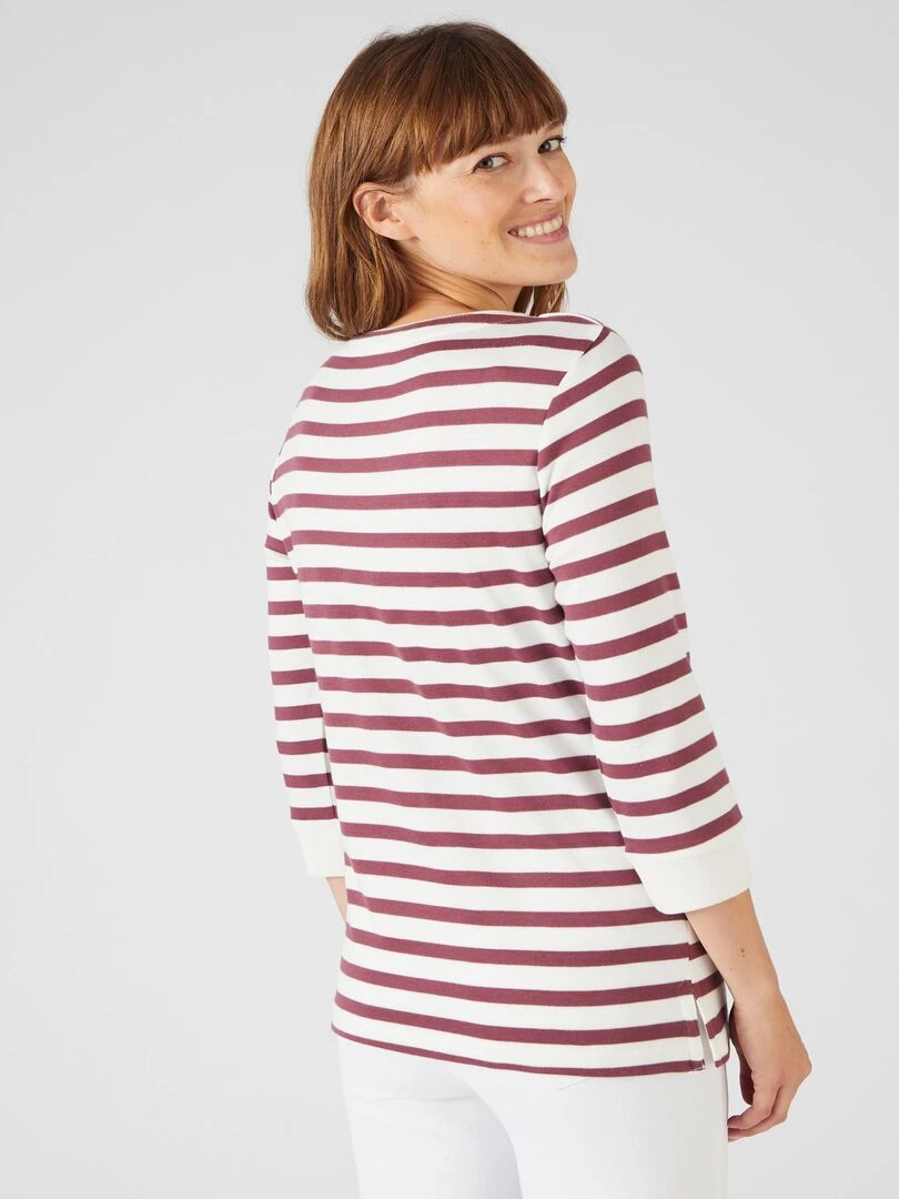 Tee shirt rayé coton modal  manches 3/4   Happy D. by Damart   Rose