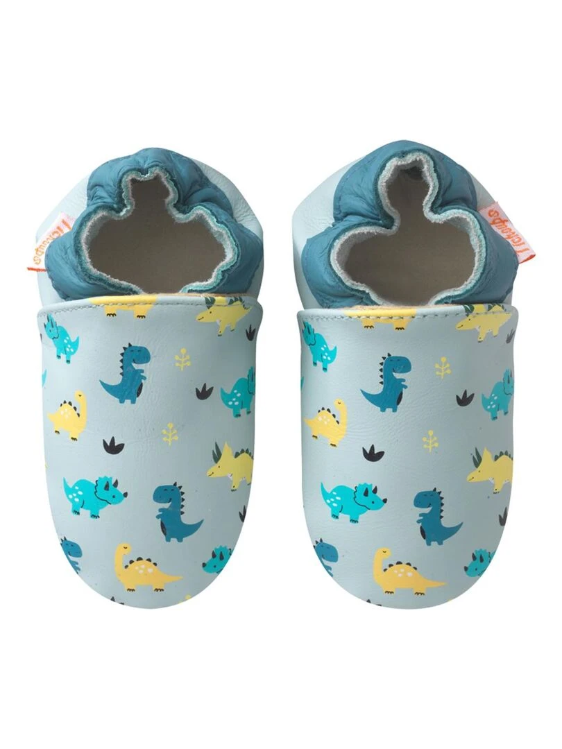 Chaussons bébé cuir souple Nestor les dinosaures Bleu Bleu