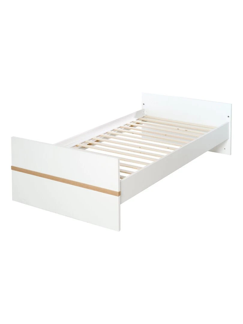 ROBA Lit bébé évolutif "Pia"   70x140   Convertible   Hauteur Réglable   Blanc/Décor 'San Remo'   Blanc
