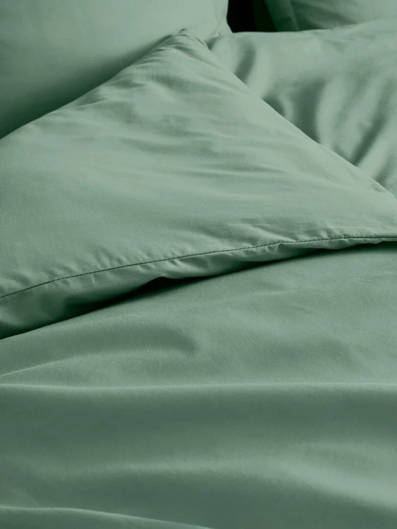 Housse de couette en percale de coton uni Vert olive