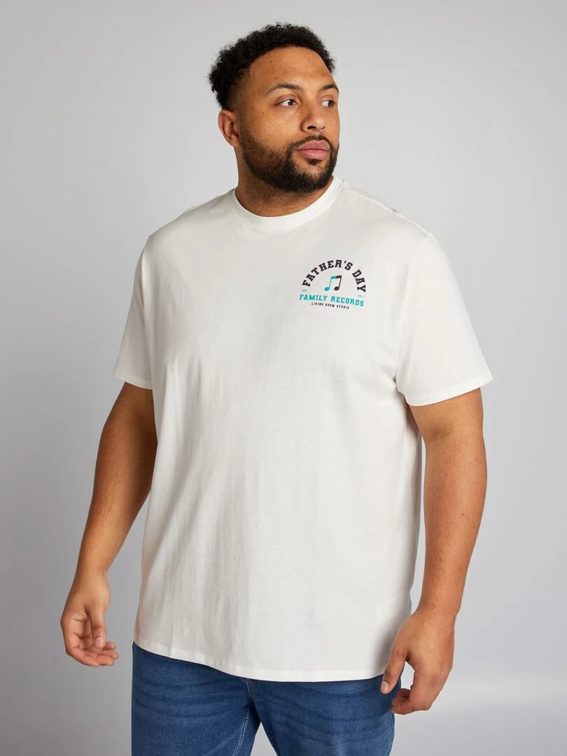 T shirt imprimé manches courtes   Blanc