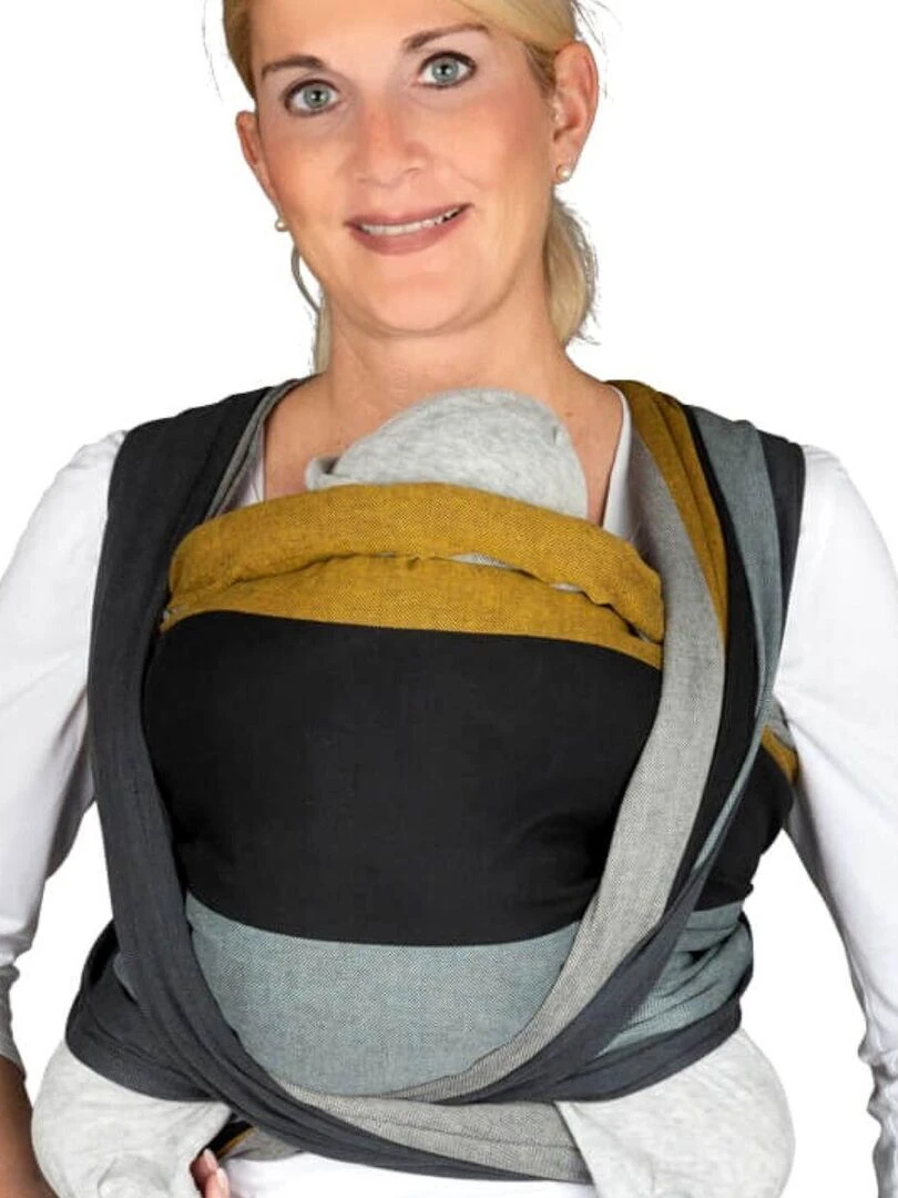 Hoppediz Écharpe de portage tissée Gris Jaune Gris