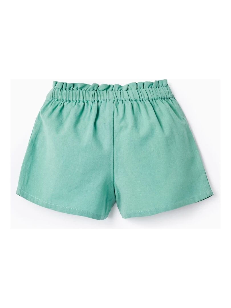 Short En Lin Pour Bébé Fille Vert