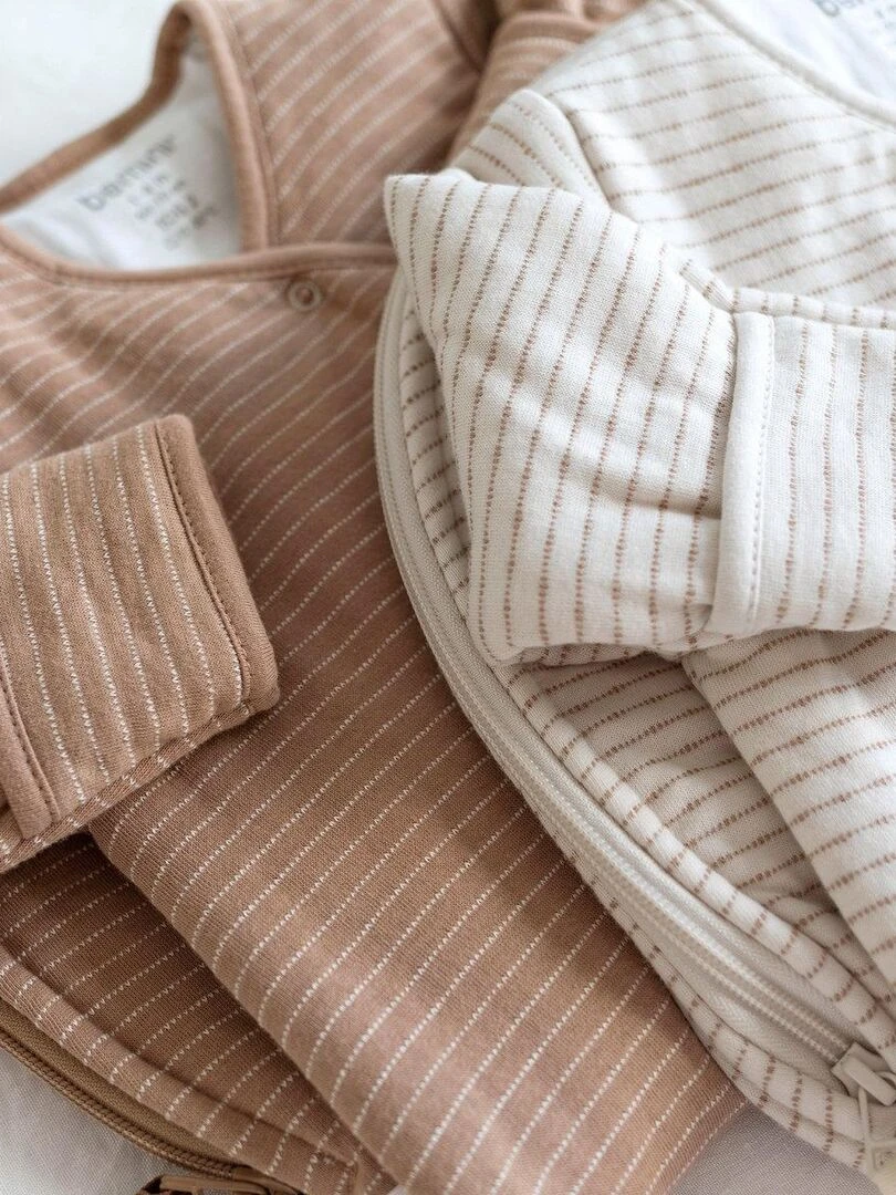 Bemini Gigoteuse  avec moufles Pady twin jersey et jersey   Beige foncé
