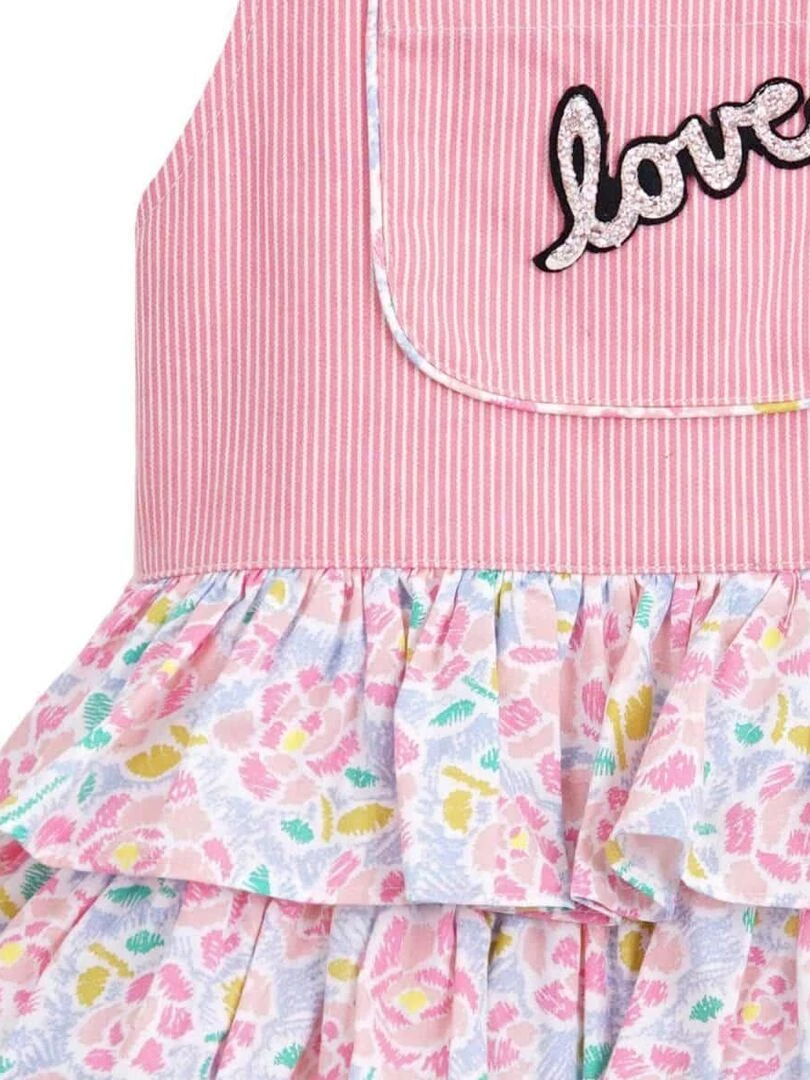 Robe Salopette Fille  Fleurie Rose Bleu Pâle  GIGI   La Faute à Voltaire   Rose clair