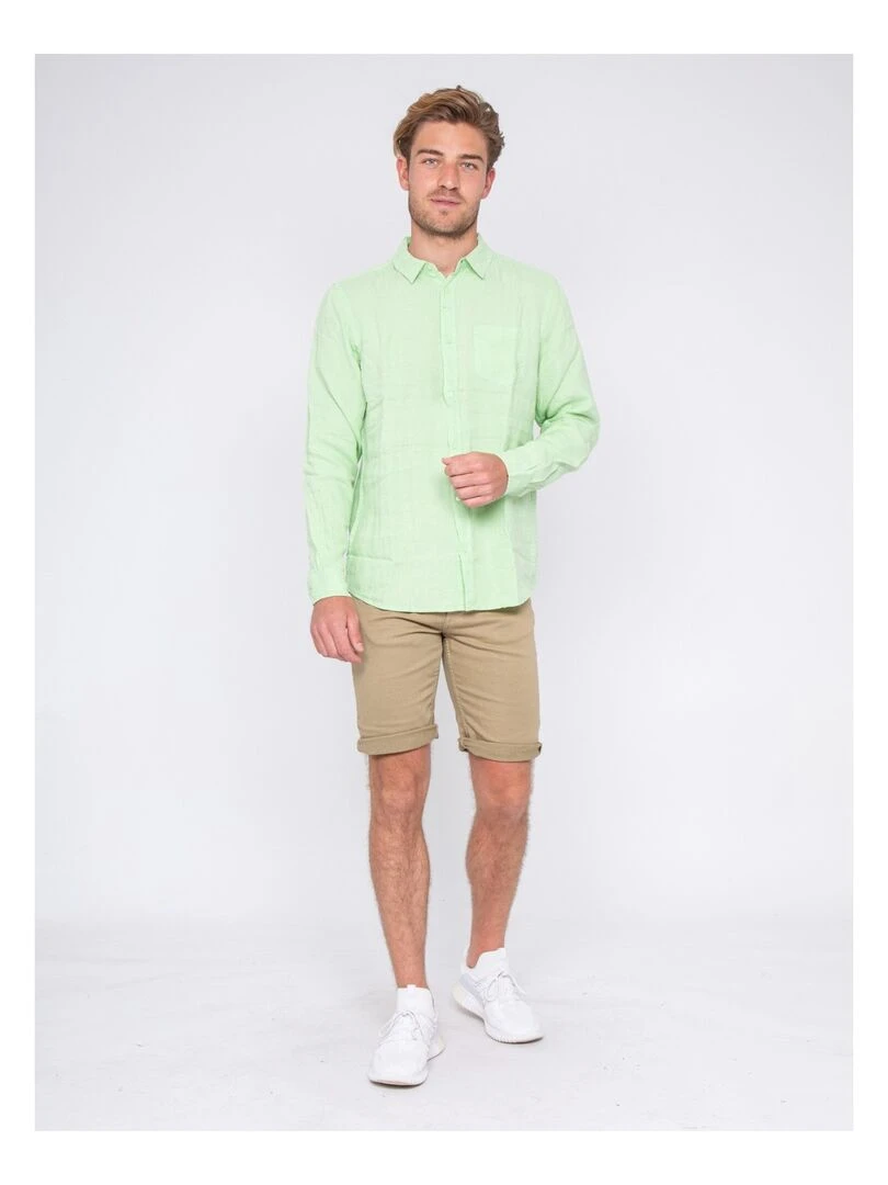 Chemise manches longues pur lin DALAMO   Vert