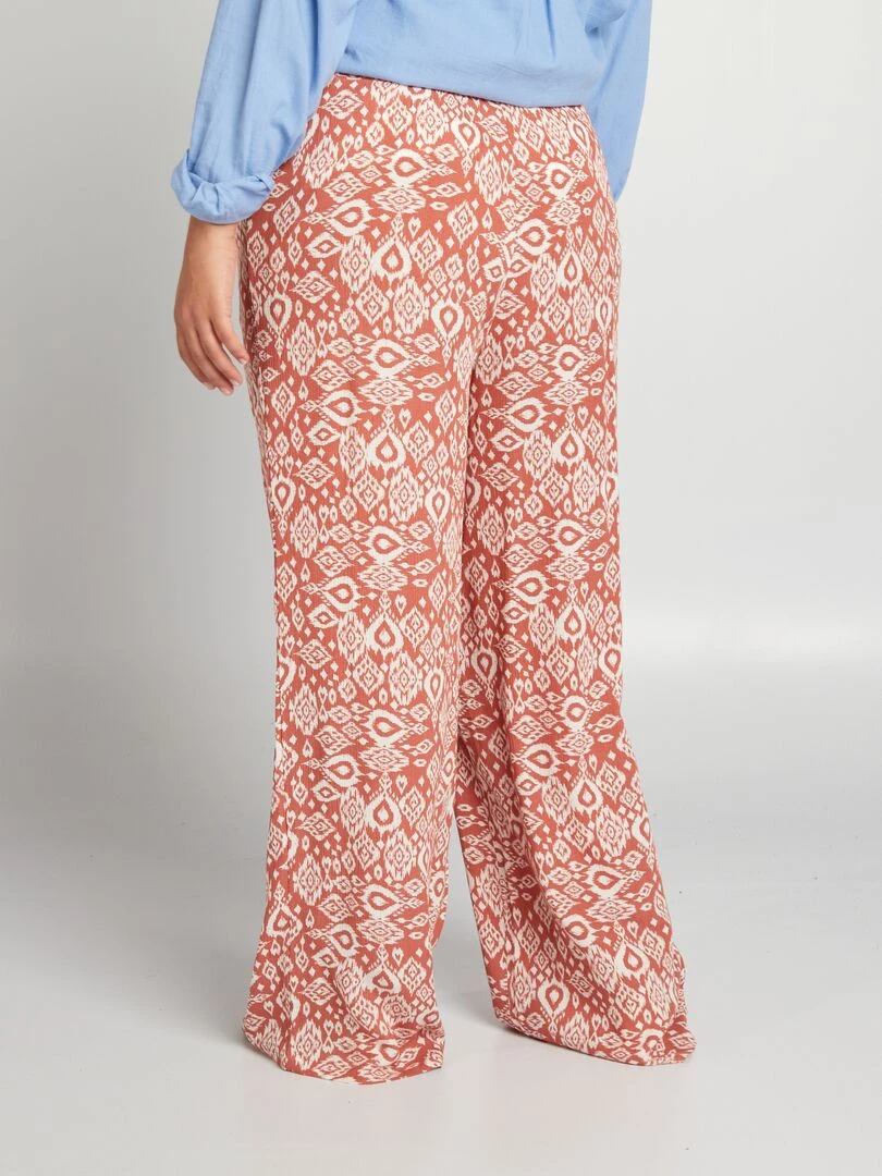 Pantalon large à taille élastiquée   Rouge brique