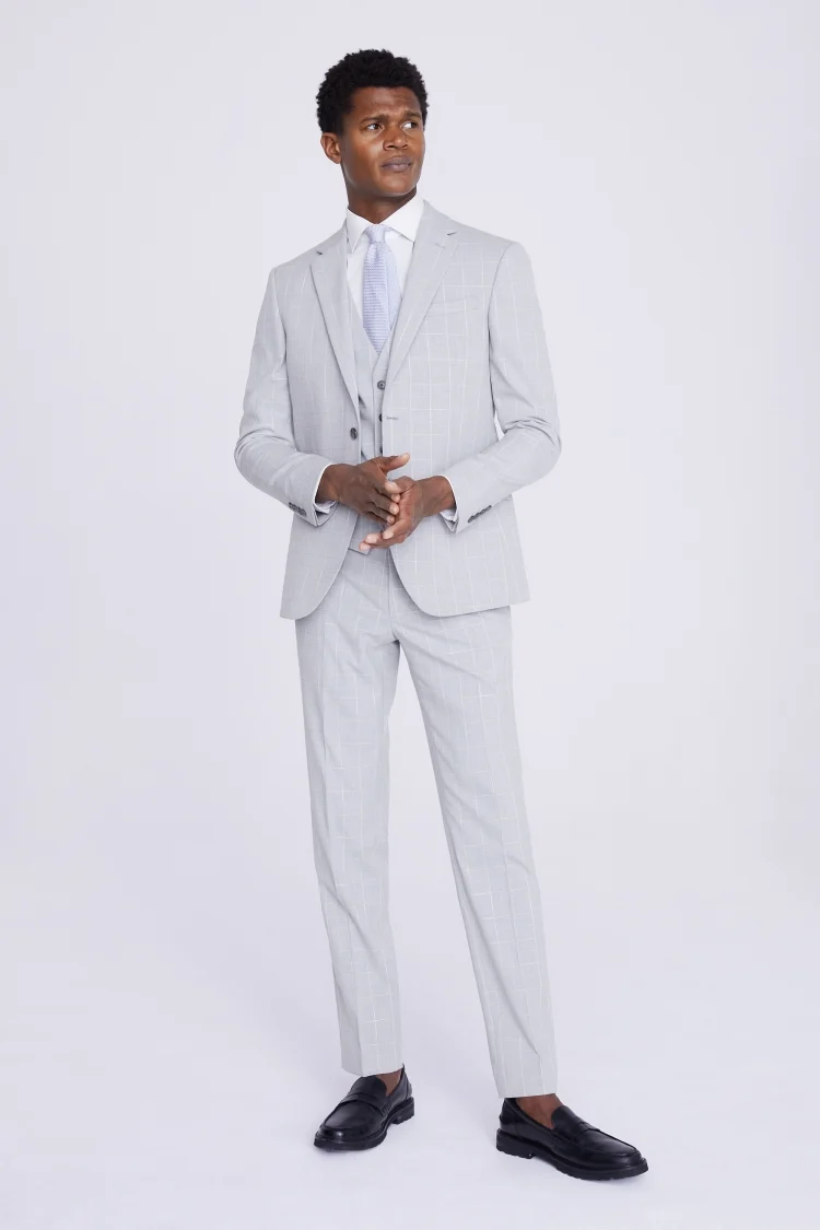 Slim Fit Grey Clementine Check Jacket    Buy Online at Moss