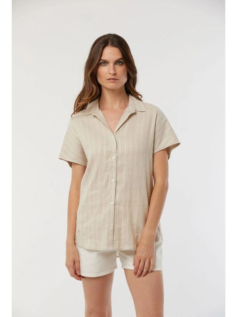 Lee Cooper   Chemise sans manches lin regular DILEA   Beige sable