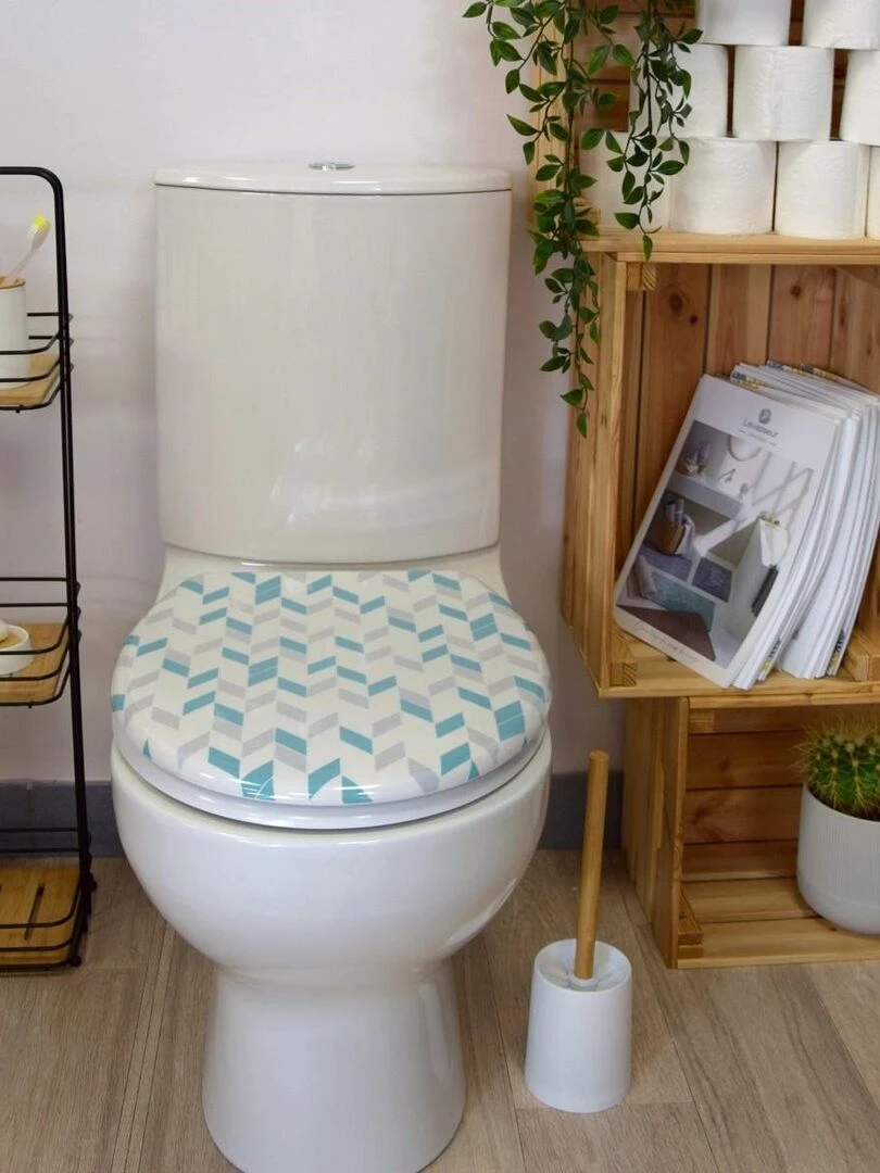 Guy Levasseur Abattant WC Plastique Thermodur bleu et blanc 44cm Blanc