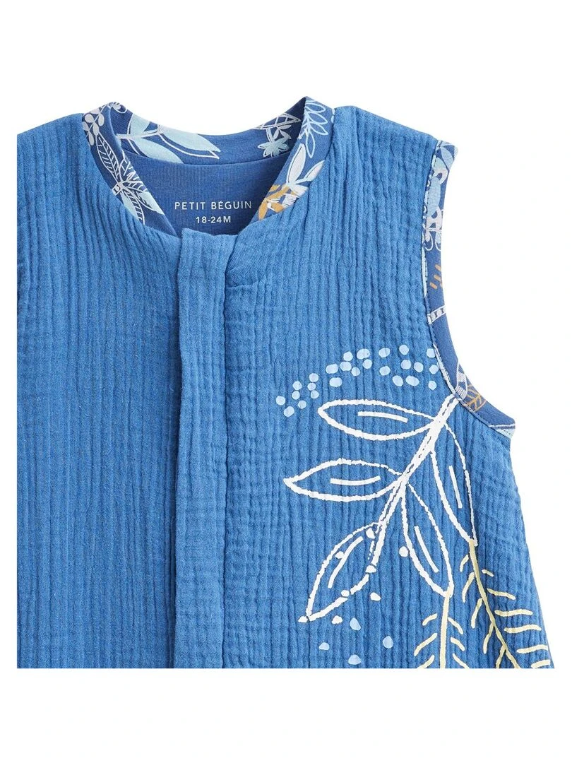 Turbulette d'été en gaze de coton avec pieds retroussables Gamboa   Bleu