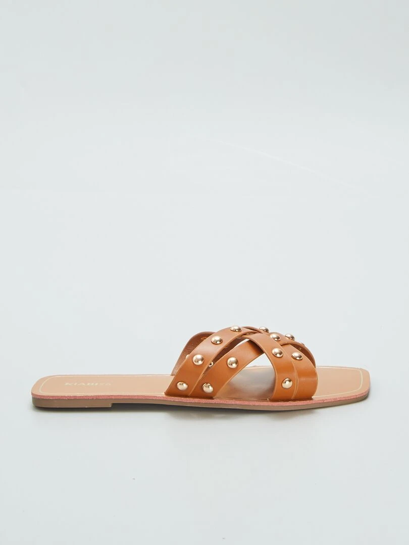Sandales à brides croisées avec clous Marron