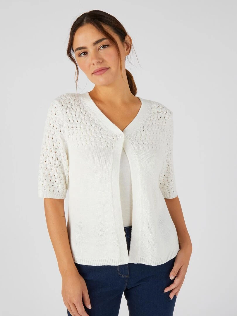 Boléro maille fantaisie Damart Blanc