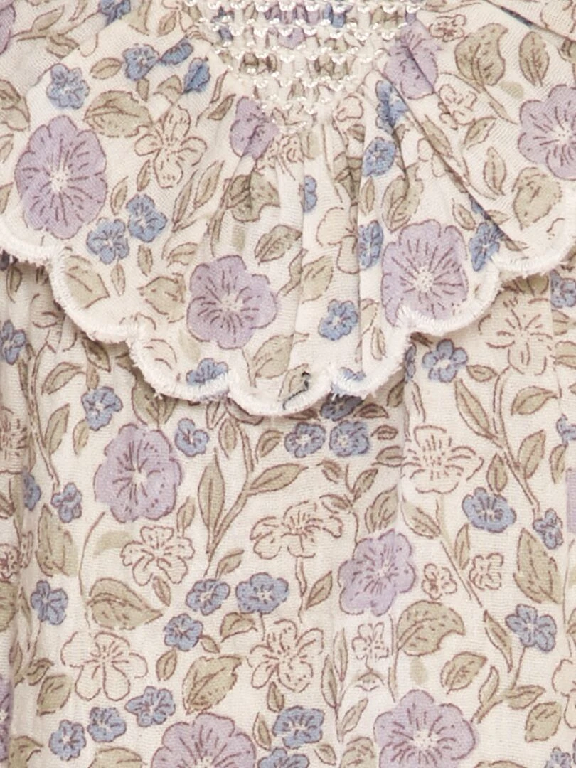 Barboteuse en gaze de coton avec volants   Fleuri