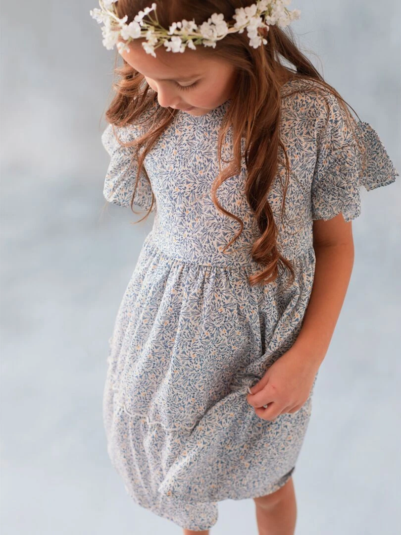 Robe manches courtes à volants Noukie's Bleu