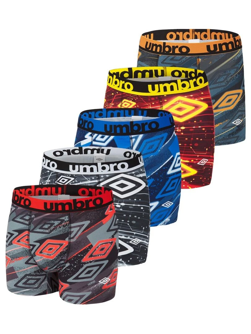 Lot de 5 Boxers homme imprimé Sublimation Umbro Noir