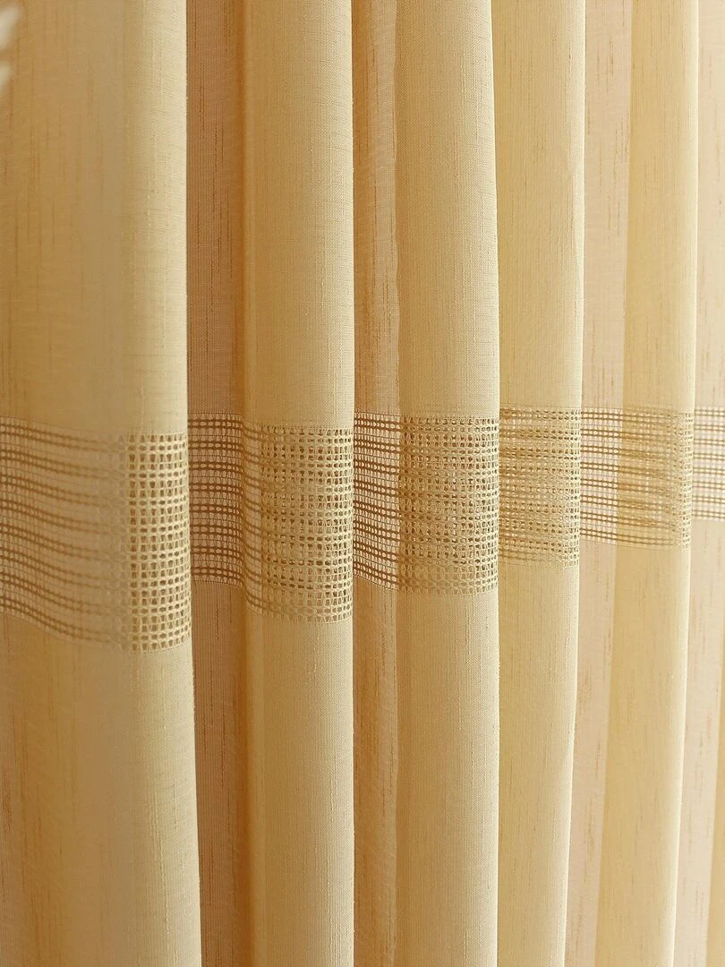 Voilage bohème à bandes ajourées   Jaune