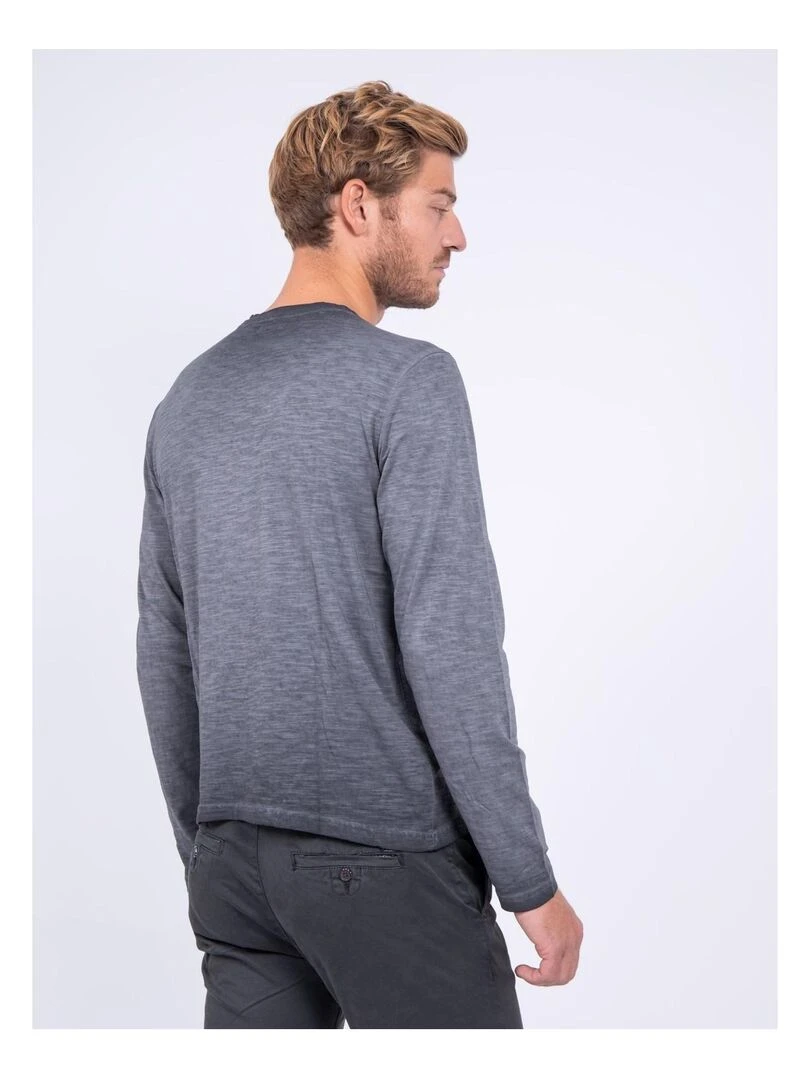 T shirt manches longues col rond pur coton JUMAPAL Gris