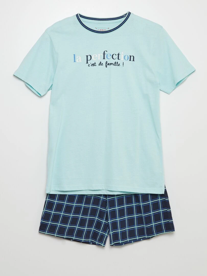 Ensemble pyjama short + t shirt 2 pièces Bleu