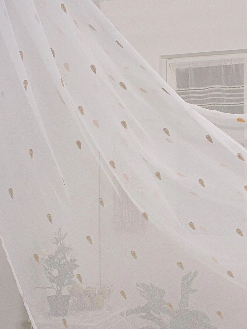 Voilage sablé brodé Telline Beige