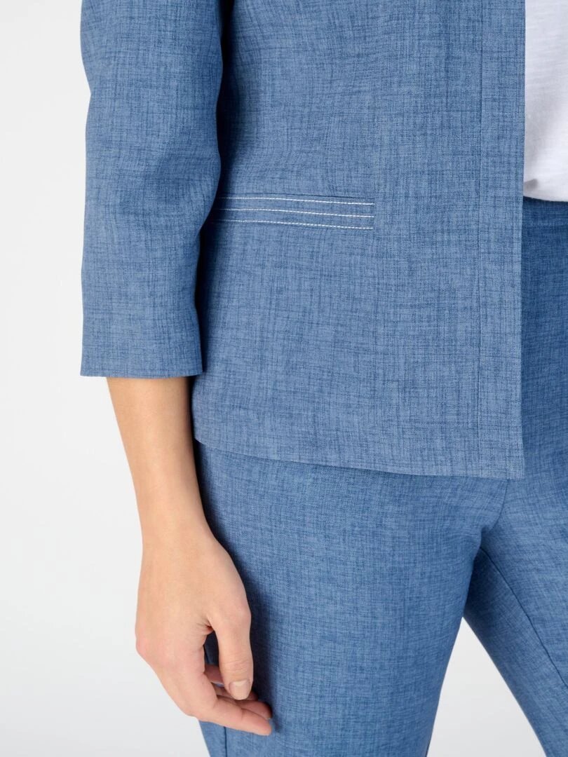 Veste courte effet lin Damart Bleu