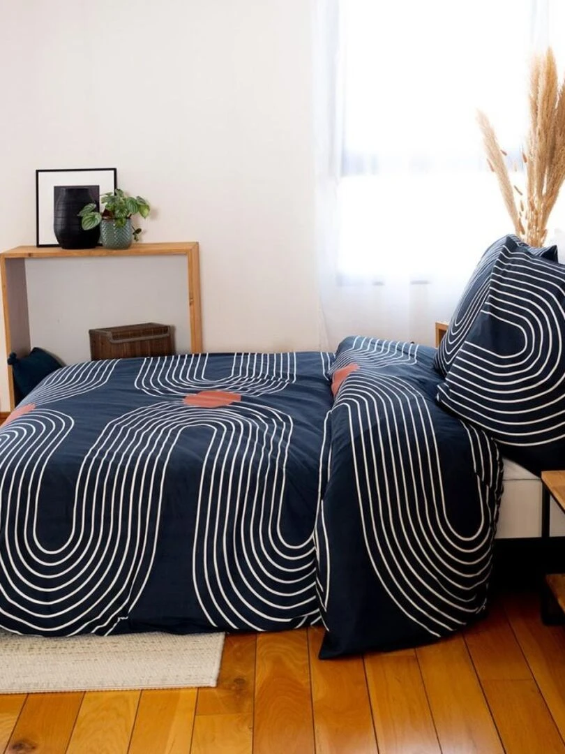 Housse de couette  Cuts + taie(s) 100% coton 57 fils   Bleu