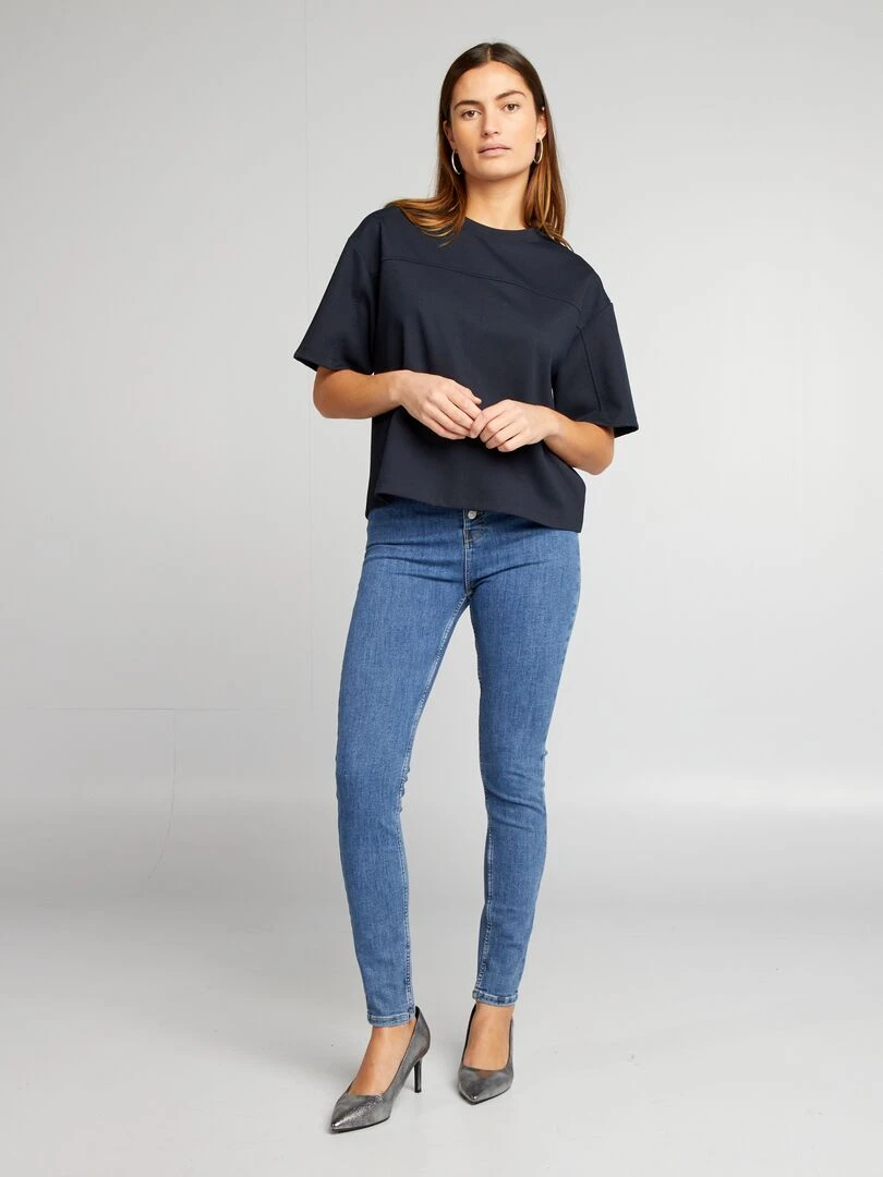 Jean skinny taille haute Bleu