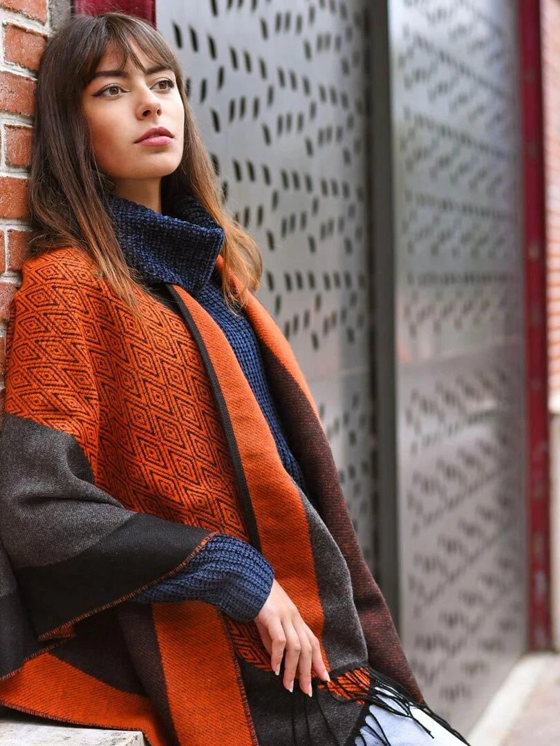 Poncho Loan   Fabriqué en France   Orange