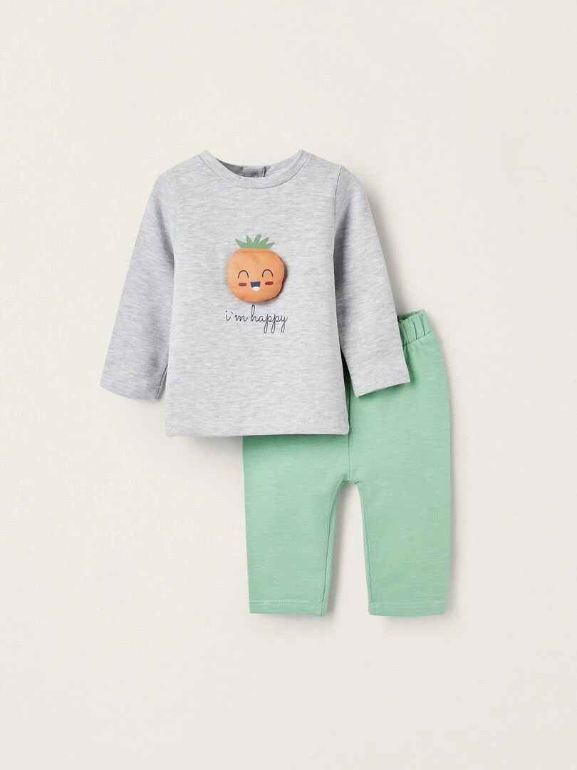 Pull + Pantalon en Coton pour Nouveau Né 'Tomato' NATURE TAKEOVER Gris clair