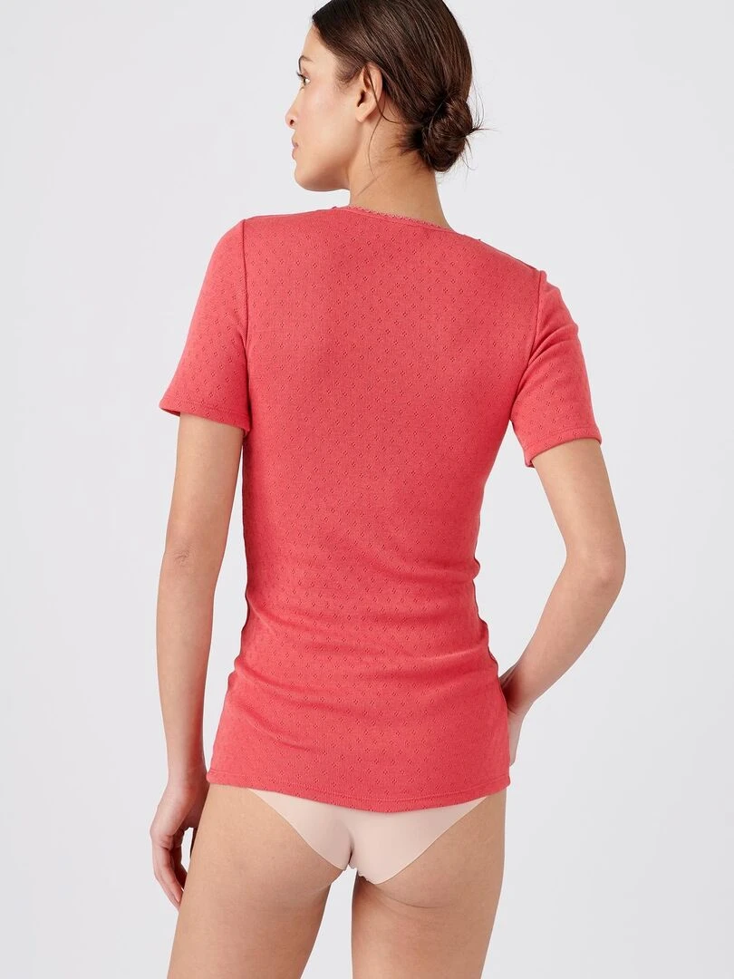 T shirt manches courtes  maille ajourée Thermolactyl   Damart   Rose framboise