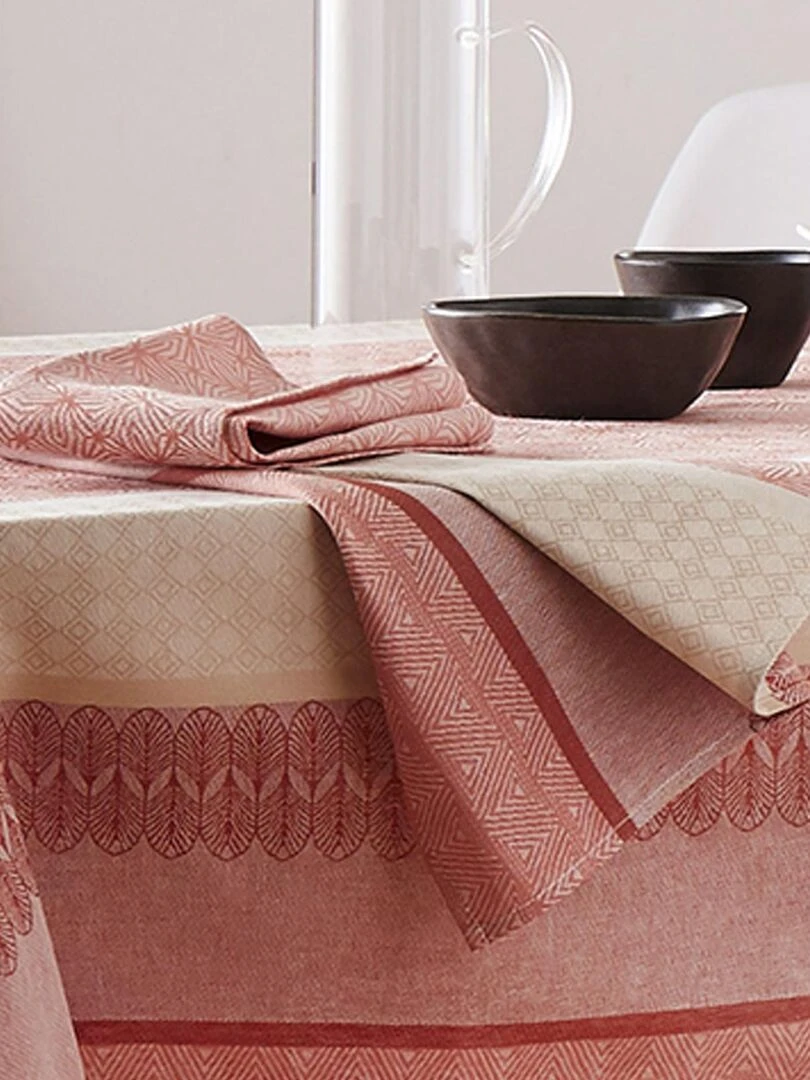 Lot de 3 serviettes jacquard Charleston Orange corail