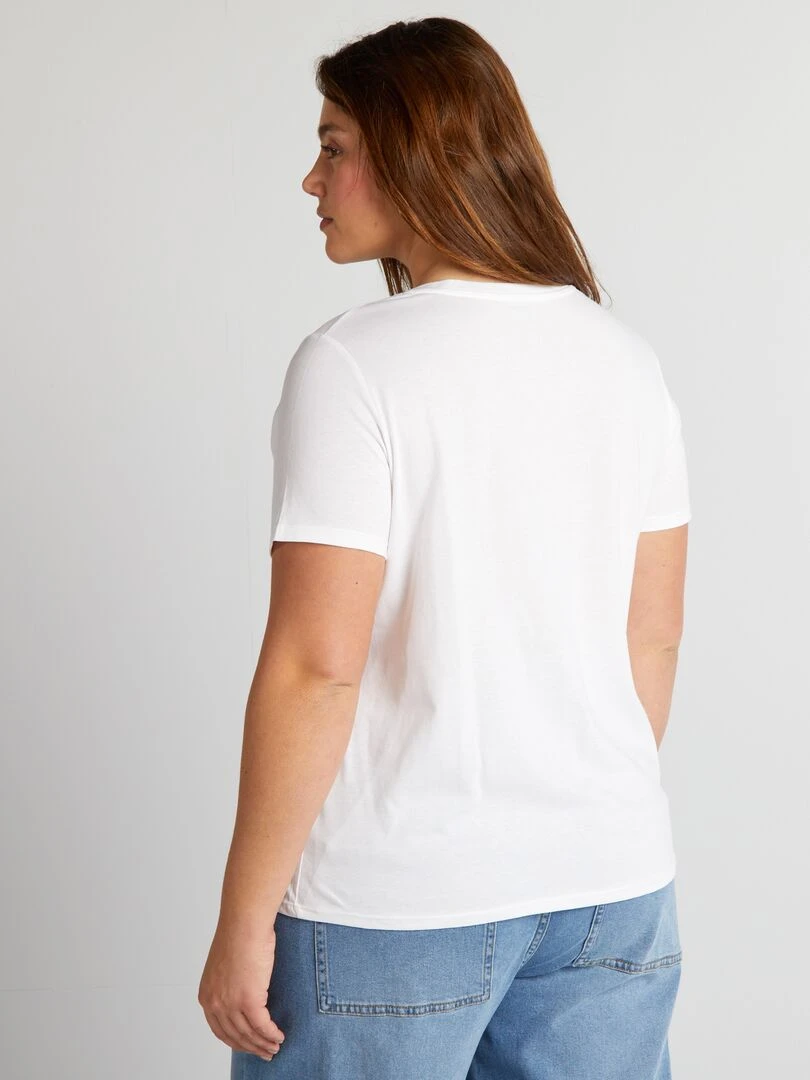 T shirt en jersey à col V   blanc