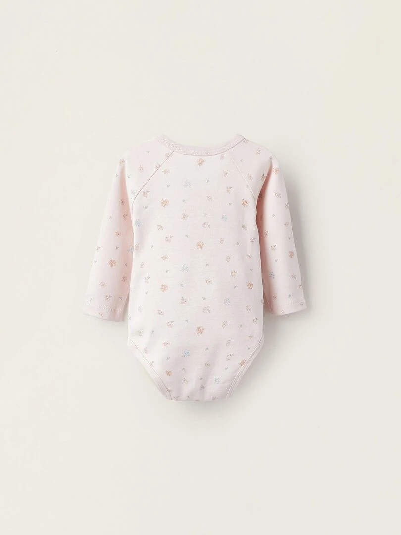 Pack 4 Bodies Croisés pour Nouveau Né et Bébé 'Flowers' manches longues ESSENTIALS LINE Multicolore