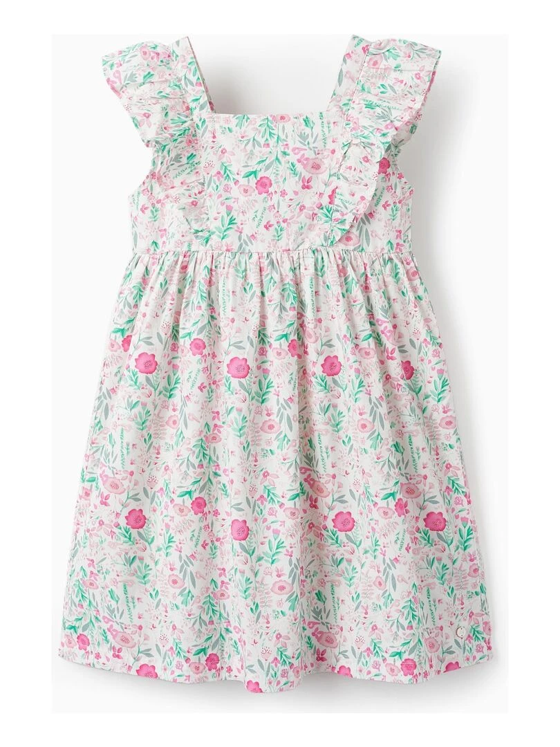 Robe Florale en Coton pour Fille manches courtes LETS PARTY Rose