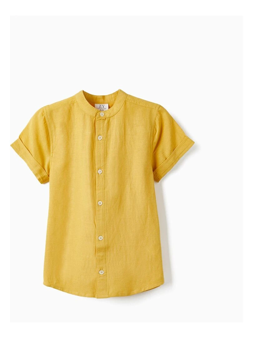 Chemise à manches courtes avec lin pour garçon manches courtes MATISSE Jaune foncé