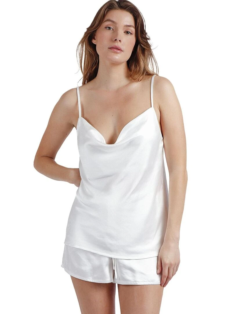 Pyjama short caraco Satin Luxe Blanc