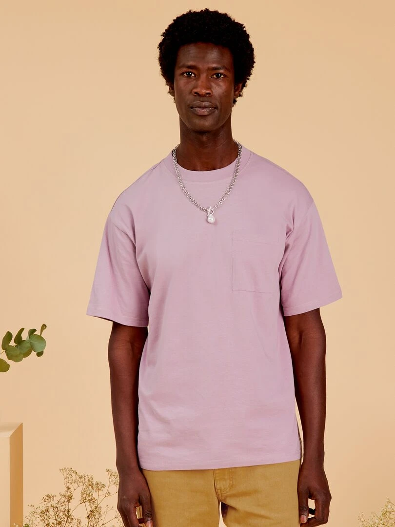 Tee shirt uni coupe large   Mauve fumé