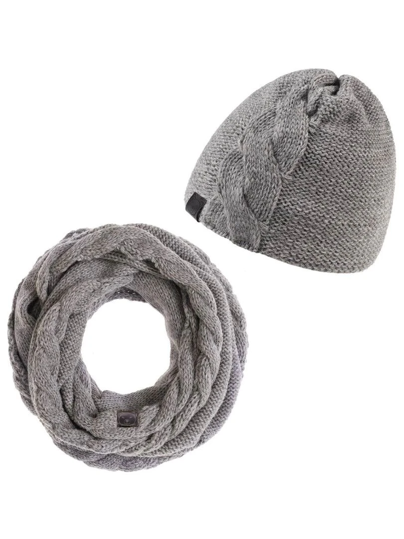 Ensemble Snood Bonnet Moyna Made in UE Gris foncé