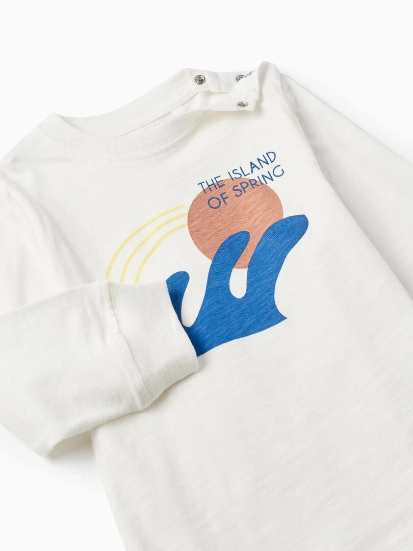 T shirt à manches longues pour bébé garçon 'Island of Spring' manches longues SICILIAN DAYS   Blanc