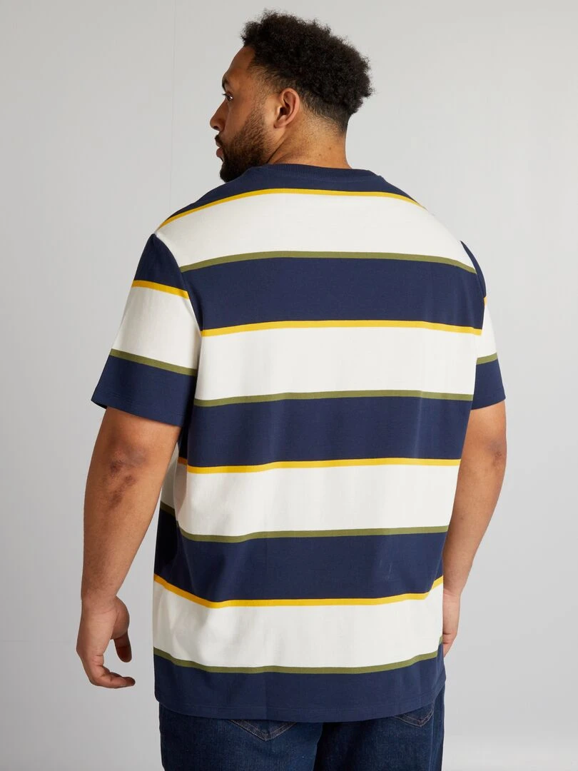 T shirt en matière piquée   Blanc/marine