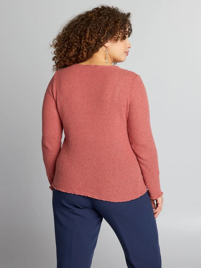 T shirt en maille ajourée   Rose