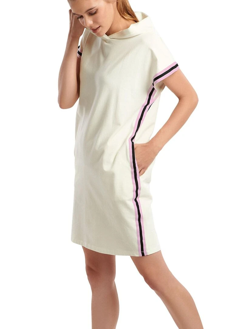 Robe à manches courtes Retromania   Ecru